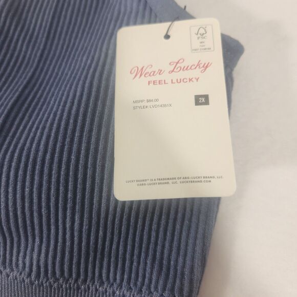 Lucky Brand Bra Women’s 2X Blue Ribbed  Bralette Sport Cozy - Picture 2 of 6